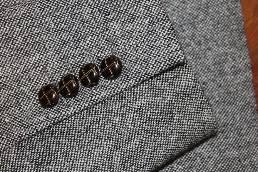 The Idle Man Tweed Blazer in Slim Fit button detail